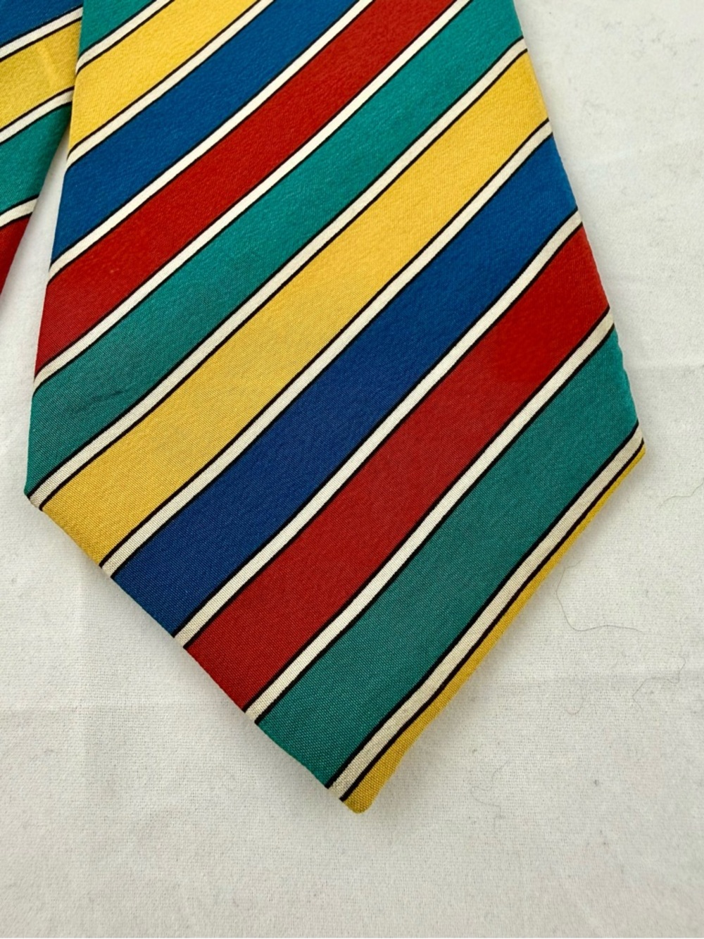Fumagalli Silk Diagonal Stripe Tie in Bright Multi-Color Made in Spain